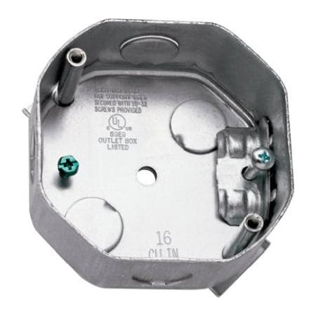 Raco Electrical Box, 15.8 cu in, Octagon Box Type, Steel, Octagon Shape 296